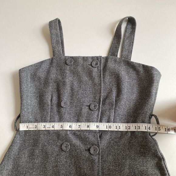 Stella Marina Collection Gray Tweed Herringbone Button Front Mini Dress - Picture 9 of 11